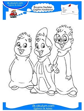 Çocuklar İçin Alvin ve Sincaplar Boyama Sayfaları 